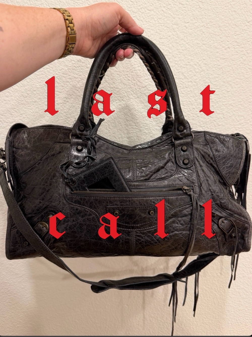 Balenciaga City Motocross Part Time Black Gray Leather Satchel Vintage